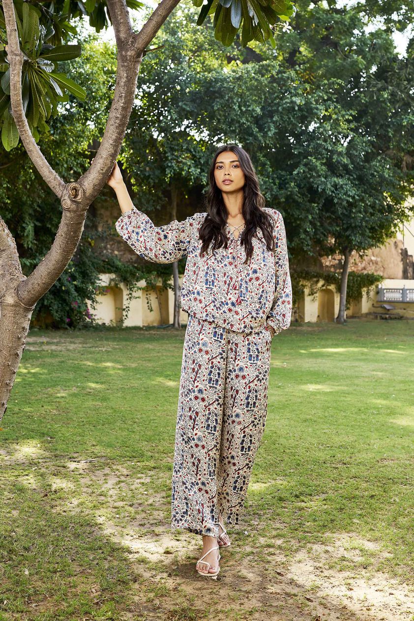 Compose Hand-block Printed Coord - Off White, Off White, image 3